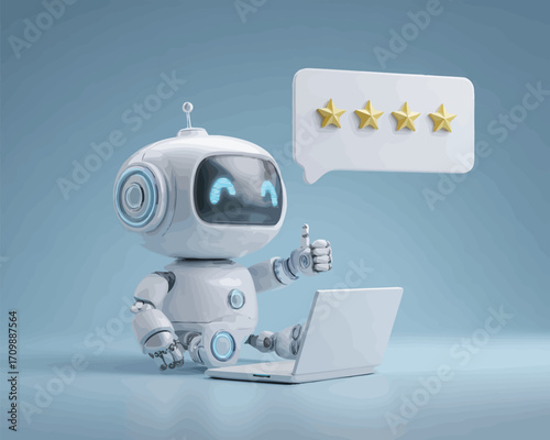 벡터 스타일 AI 로봇, 긍정적 제스처, 간단한 디자인