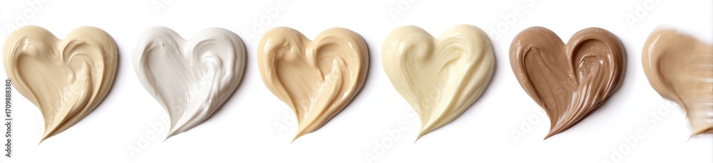 Obraz premium Heart-shaped swatches of different foundation shades