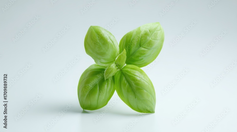 Obraz premium Fresh basil leaf close up