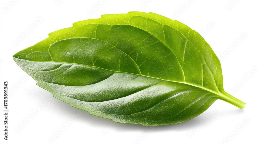 Obraz premium Single fresh basil leaf