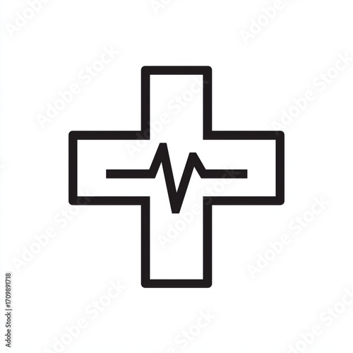 Modern medical icon with heart rhythm line, perfect for healthcare branding or clinic website design, conveying trust and health awareness promotion