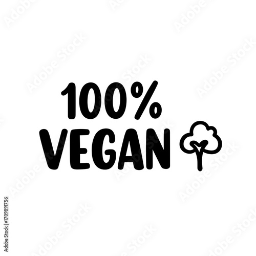100 percent vegan text isolated on transparent background