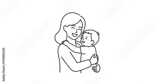 Happy Mother Hugging and Loving her Child