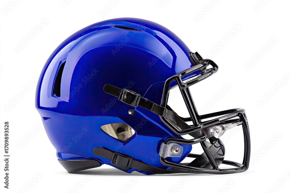 Fototapeta premium Profile of a vibrant blue football helmet