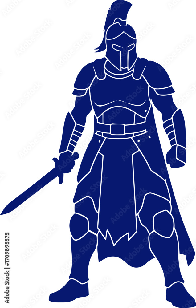 Fototapeta premium majestic spartan warrior a bold silhouette graphic, isolated on transparent background
