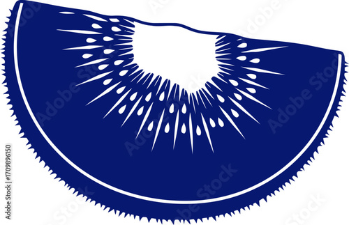 midnight blue kiwi slice icon of zesty, tropical modernity, isolated on transparent background