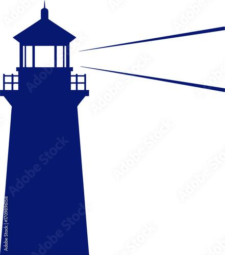 midnight blue lighthouse guiding light icon of hope and navigation, isolated on transparent background