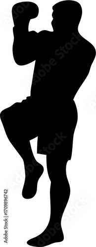 Kickboxing Silhouettes Vector | Martial Arts Fighter Poses | Sports Training Illustration
