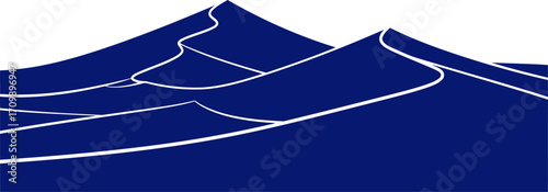 serene midnight blue mountain silhouette icon of majestic peaks and tranquil escape, isolated on transparent background