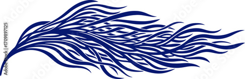 abstract navy blue flame dynamic design for fiery branding, isolated on transparent background