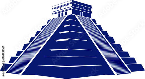 ancient mayan pyramid midnight blue ascent to the gods, isolated on transparent background