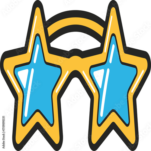 Funky star shaped sunglasses with blue lenses for summer party vibes and style