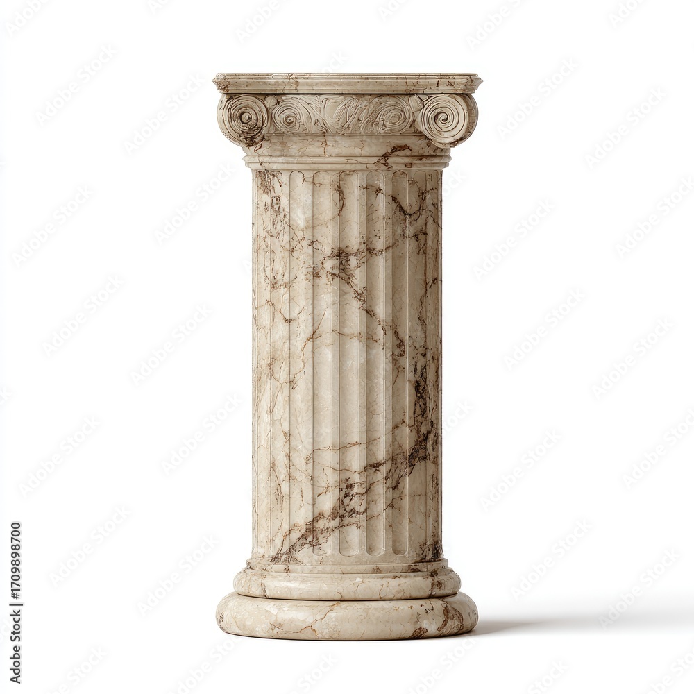 Fototapeta premium Classic marble column pedestal, light beige tones