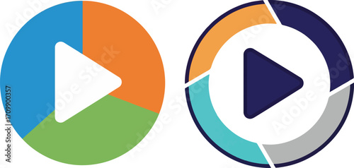 Colorful Segmented Circular Play Button Icons