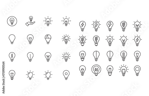 Light bulbs and lamps idea icons