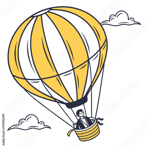 Colorful hot air balloons gracefully fly through the clouds, a symbol of freedom and adventure