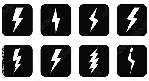 Black and white lightning bolt icons arranged in a grid pattern