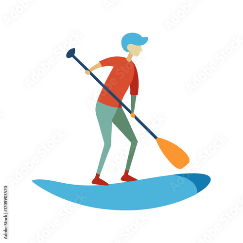 vector illustration of a man paddleboarding