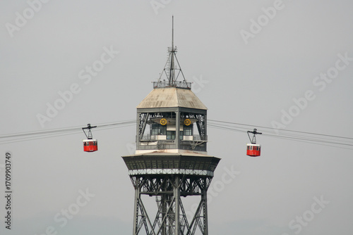 Montjuic Cable Car tower, Barcelona, Spain