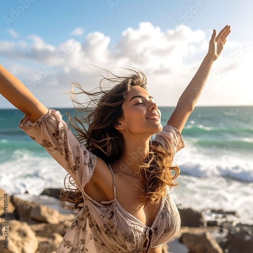 Woman enjoying the beach