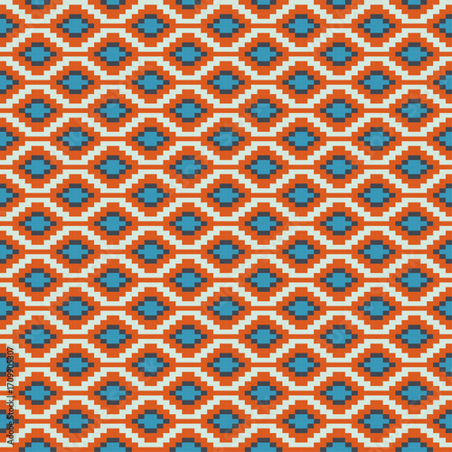 seamless ethnic pixel pattern design vector