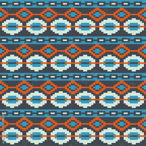 seamless ethnic pixel pattern design vector