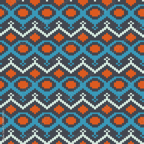 seamless ethnic pixel pattern design vector