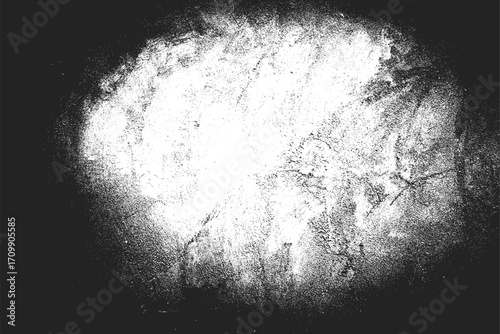 Grunge texture overlay background, Abstract distressed black and white backdrop, Vintage stained paper with brush strokes, Rough worn wall texture with dark edges