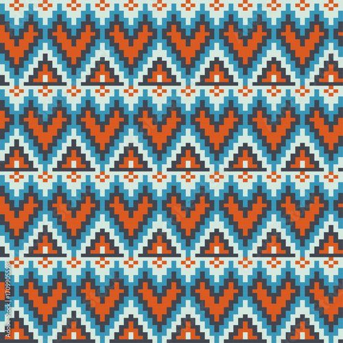 seamless ethnic pixel pattern design vector