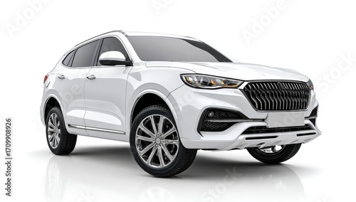 White SUV, front view, studio shot (2)