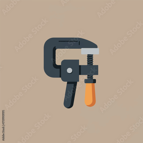 Close-up illustration of a work clamp, showing its components and design.