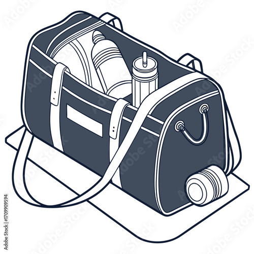 Vector illustration of a travel bag with a backpack, an essential piece of luggage for carrying equipment