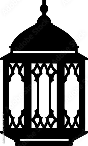 Lantern Silhouette Vector | Vintage Lamp Icon | Festival Light Illustration