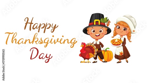 Traditional Thanksgiving Day celebration with festive autumn decorations, roasted turkey, pumpkins, candles, and seasonal food on a wooden table. Warm and cozy holiday atmosphere representing family g