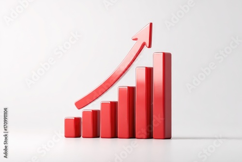 Red 3D bar graph with upward arrow, signifying growth Free Download Red 3D bar graph with upward arrow, signifying growth - GFXLoad