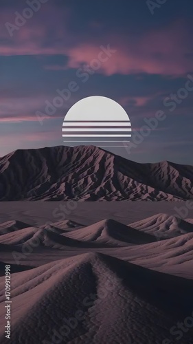 Retro Synthwave Desert with Sun Symbol