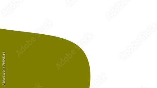 Minimalist abstract design featuring a smooth olive green curved shape against a pristine white background, perfect for modern backdrops or graphic elements.