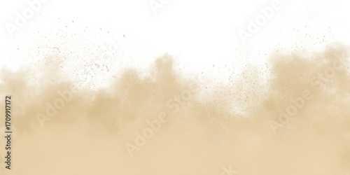 Explosion of light colored dust particles isolated on transparent background