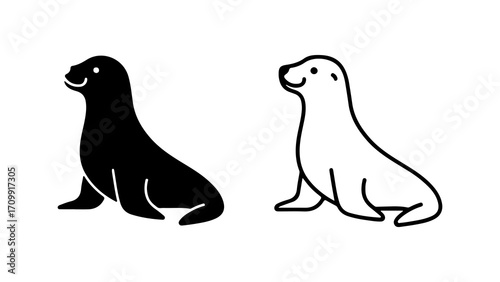 Cute sea lion or seal animal cartoon character illustration.