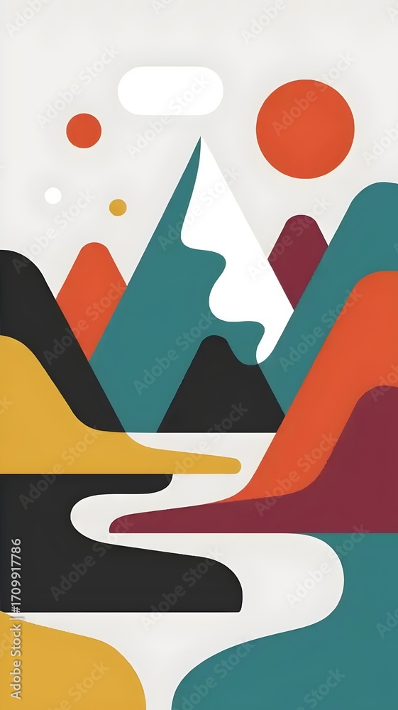 Obraz premium Abstract Geometric Mountain Landscape