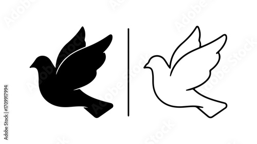 Doves in Silhouette and Outline Symbolism and Contrast.