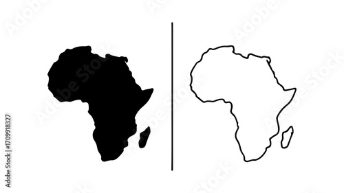 Detailed Map of Africa Black and White Versions.