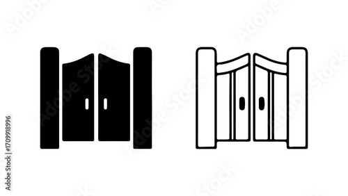 Elegant Wooden Gate Entrance with Pillars in Two Styles.