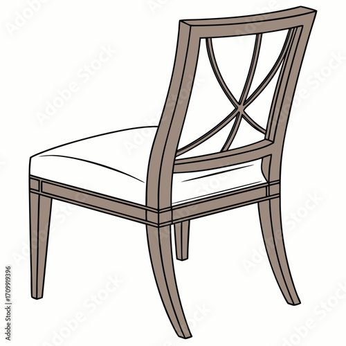 Vintage brown wooden rocking chair, an antique furniture object isolated on a white background for interior design decoration