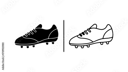 Football cleats illustration in black and white perfect for sports design.