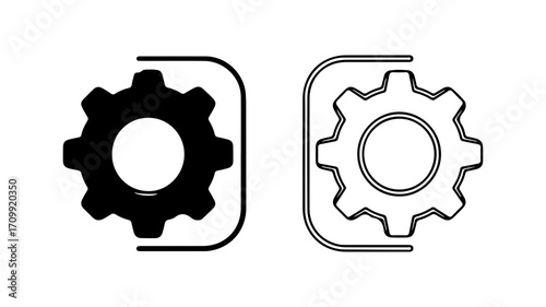 Gear icons representing settings and configurations for various applications and systems.