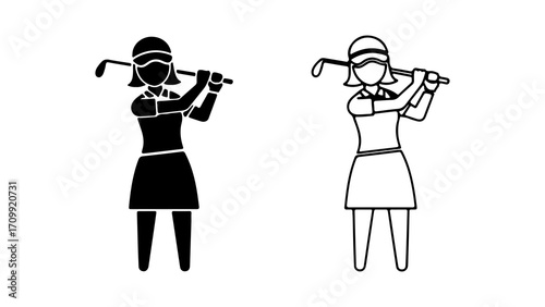 Golfer in action silhouette swinging golf club with focus and precision.