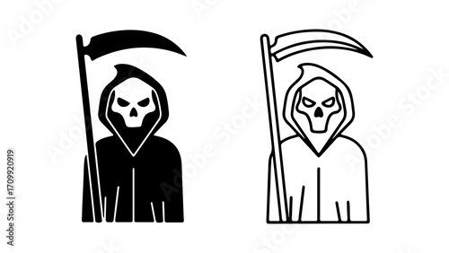 Grim Reaper Silhouette Illustration Pair.