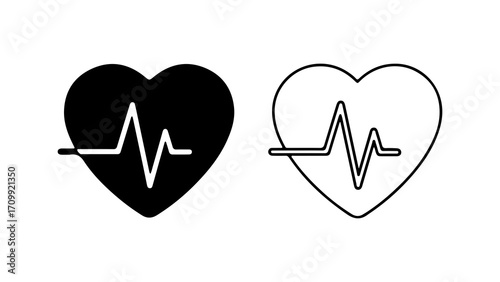 Heartbeat Icons Symbolizing Health and Vitality in Vector Format.