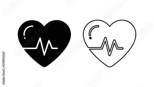 Heartbeat icons representing health and medical concepts in black and white.